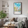 02 - Framed San Salvador Watercolor Canvas Print - Skandinavian Living Room.jpg