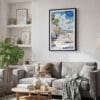 02 - Framed Santa Monica Watercolor Canvas Print - Skandinavian Living Room.jpg