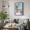 02 - Framed Santorini - Watercolor Canvas Print - Skandinavian Living Room.jpg