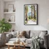 02 - Framed Sequoia National Park Watercolor Canvas Print - Skandinavian Living Room.jpg