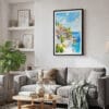 02 - Framed Sicily Italy Watercolor Canvas Print - Skandinavian Living Room.jpg