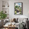 02 - Framed Sri Lanka Train Watercolor Canvas Print - Skandinavian Living Room.jpg