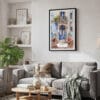 02 - Framed Streets of Lisbon Portugal Watercolor Canvas Print - Skandinavian Living Room.jpg