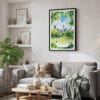 02 - Framed Summer in New York Central Park Watercolor Canvas Print - Skandinavian Living Room.jpg