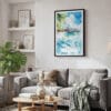 02 - Framed Tahiti Watercolor Canvas Print - Skandinavian Living Room.jpg