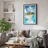 02 - Framed The Bahamas Watercolor Canvas Print - Skandinavian Living Room.jpg