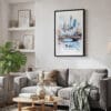 02 - Framed White Christmas Central Park New York Watercolor Canvas Print - Skandinavian Living Room.jpg