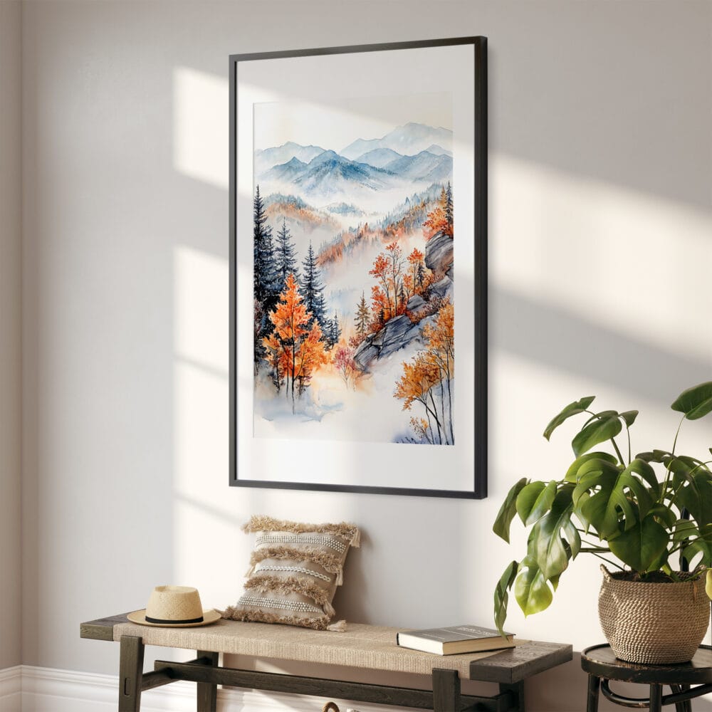 02 - Great smoky mountains watercolor Digital Art - Hallway 02 - Great smoky mountains watercolor Digital Art - Hallway
