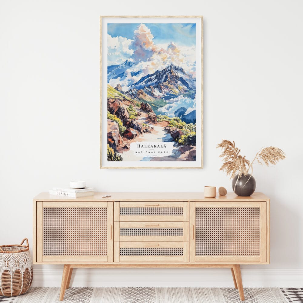 02 - Haleakalā National Park Watercolor Art Print Hanging above Shelf.jpg 02 - Haleakalā National Park Watercolor Art Print Hanging above Shelf.jpg