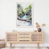 02 - Hot Springs National Park Watercolor Art Print Hanging above Shelf.jpg