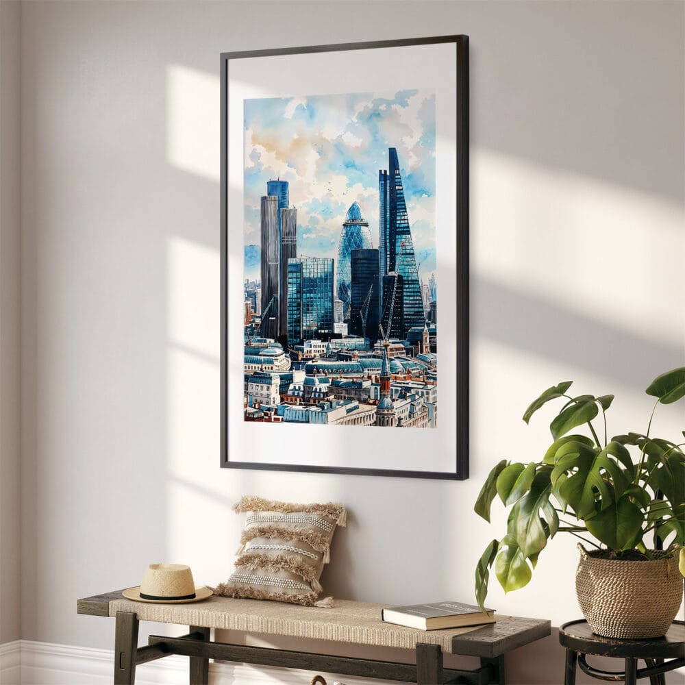 02 - London Business Skyline Watercolor Art - Digital Downloads - Hallway.jpg 02 - London Business Skyline Watercolor Art - Digital Downloads - Hallway.jpg