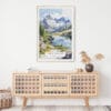 02 - North Cascades National Park Watercolor Art Print Hanging above Shelf.jpg