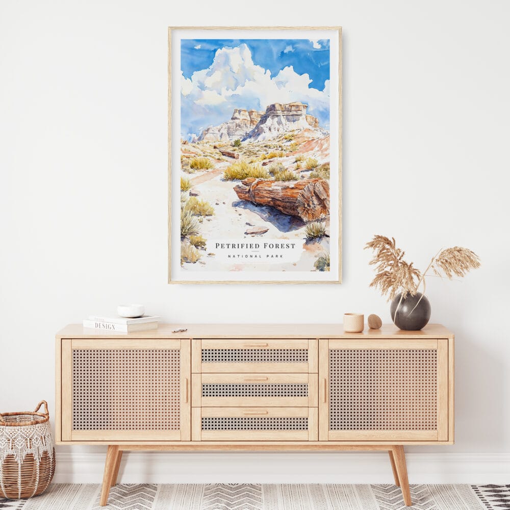 02 - Petrified Forest National Park Watercolor Art Print Hanging above Shelf.jpg 02 - Petrified Forest National Park Watercolor Art Print Hanging above Shelf.jpg