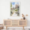02 - Pinnacles National Park California Watercolor Art Print Hanging above Shelf.jpg