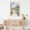 02 - Pinnacles National Park California Watercolor Art Print Hanging above Shelf.jpg