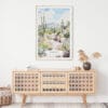 02 - Saguaro National Park Watercolor Art Print Hanging above Shelf.jpg