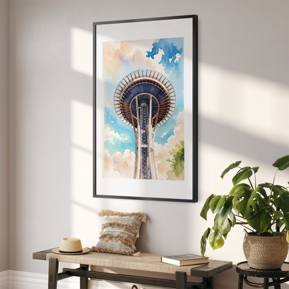 02 - Seattle Space Needle Closeup Watercolor Art - Digital Downloads - Hallway.jpg 02 - Seattle Space Needle Closeup Watercolor Art - Digital Downloads - Hallway.jpg