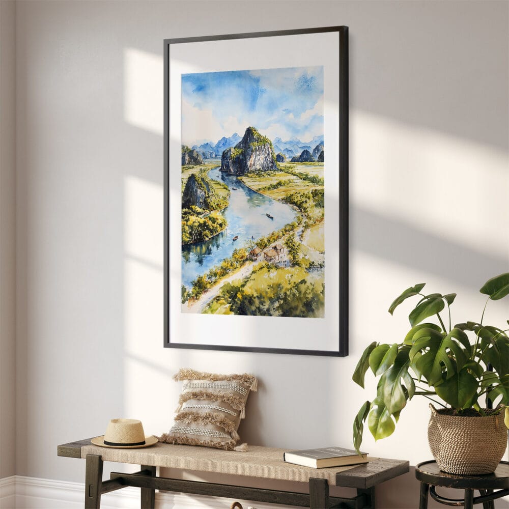 02 - Tam coc ninh binh Watercolor Art - Digital Downloads - Hallway.jpg 02 - Tam coc ninh binh Watercolor Art - Digital Downloads - Hallway.jpg
