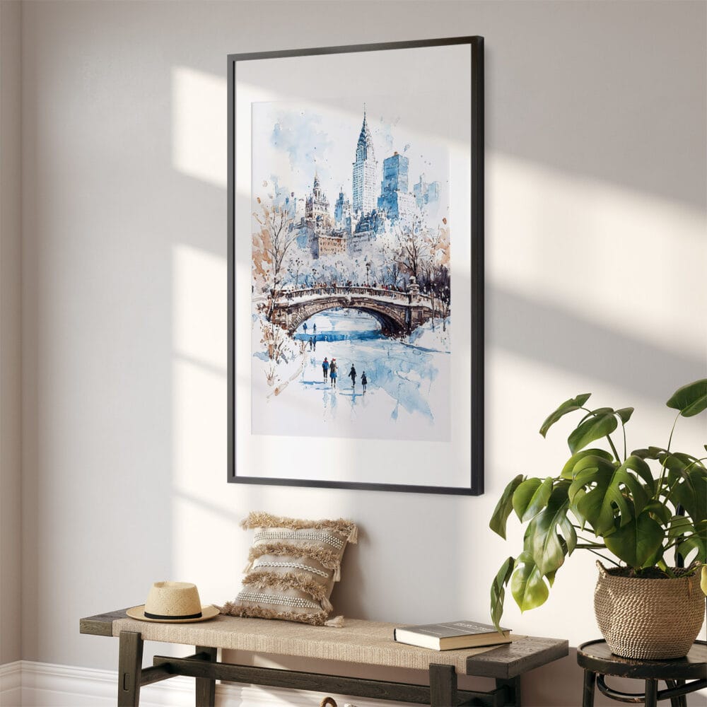 02 - White Christmas Central Park New York Watercolor Art - Digital Downloads - Hallway.jpg 02 - White Christmas Central Park New York Watercolor Art - Digital Downloads - Hallway.jpg