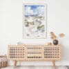 02 - White Sands National Park Watercolor Art Print Hanging above Shelf.jpg