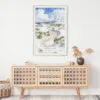02 - White Sands National Park Watercolor Art Print Hanging above Shelf.jpg