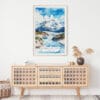 02 - Wrangell-St. Elias National Park Watercolor Art Print Hanging above Shelf.jpg