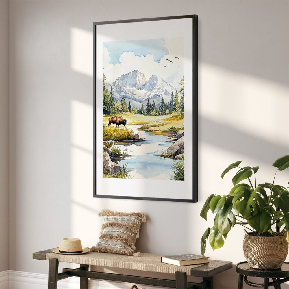 02 - Yellowstone Bison Watercolor Art - Digital Downloads - Hallway.jpg 02 - Yellowstone Bison Watercolor Art - Digital Downloads - Hallway.jpg