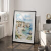 03 - Algarve Beach Watercolor Art - Digital Downloads - Frame Standing on floor.jpg