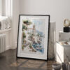 03 - Amalfi Coast Watercolor Art - Digital Downloads - Frame Standing on floor.jpg