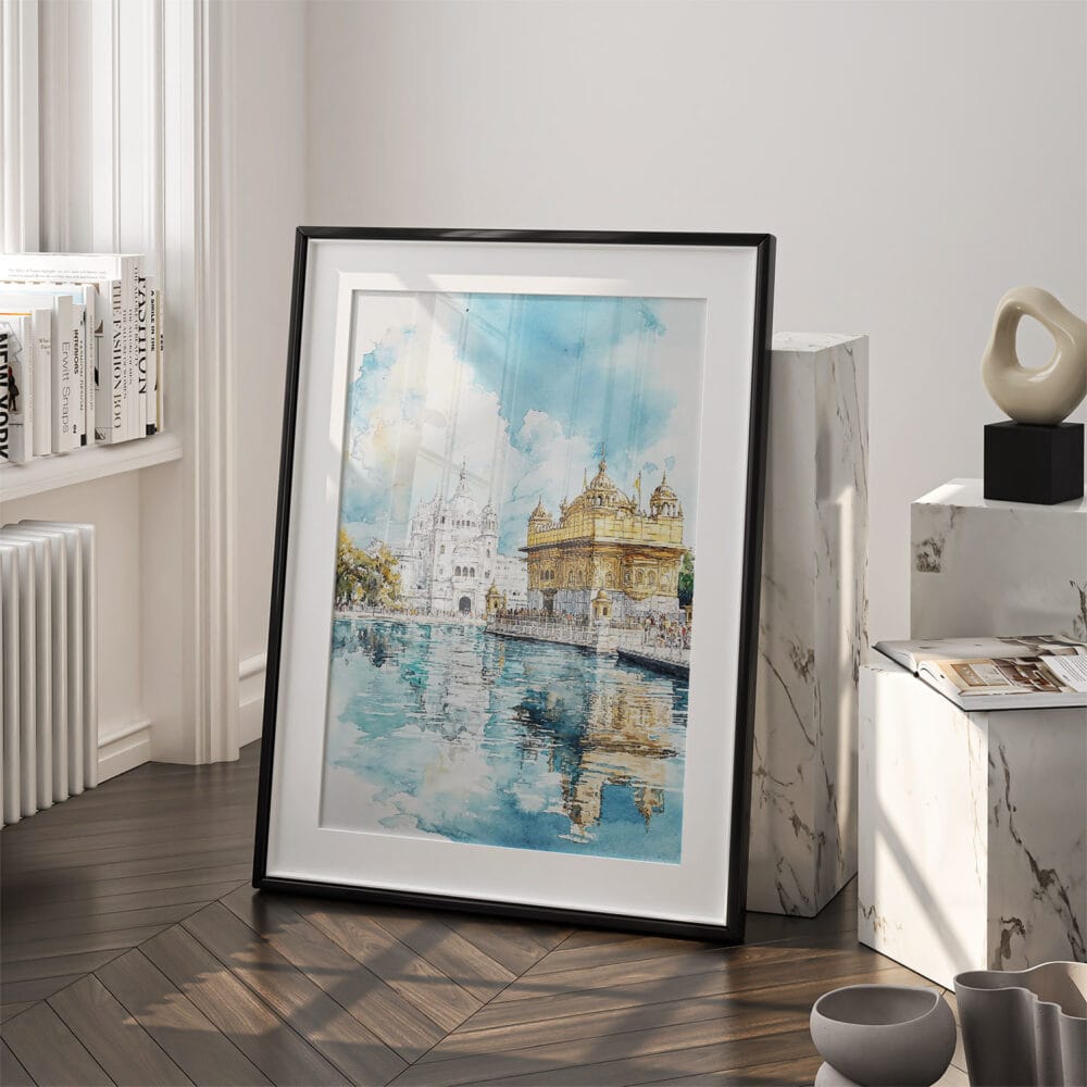 03 - Amritsar Golden Temple Painting Art - Digital Downloads - Frame Standing on floor.jpg 03 - Amritsar Golden Temple Painting Art - Digital Downloads - Frame Standing on floor.jpg