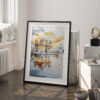 03 - Amritsar Golden Temple Watercolor Art - Digital Downloads - Frame Standing on floor.jpg