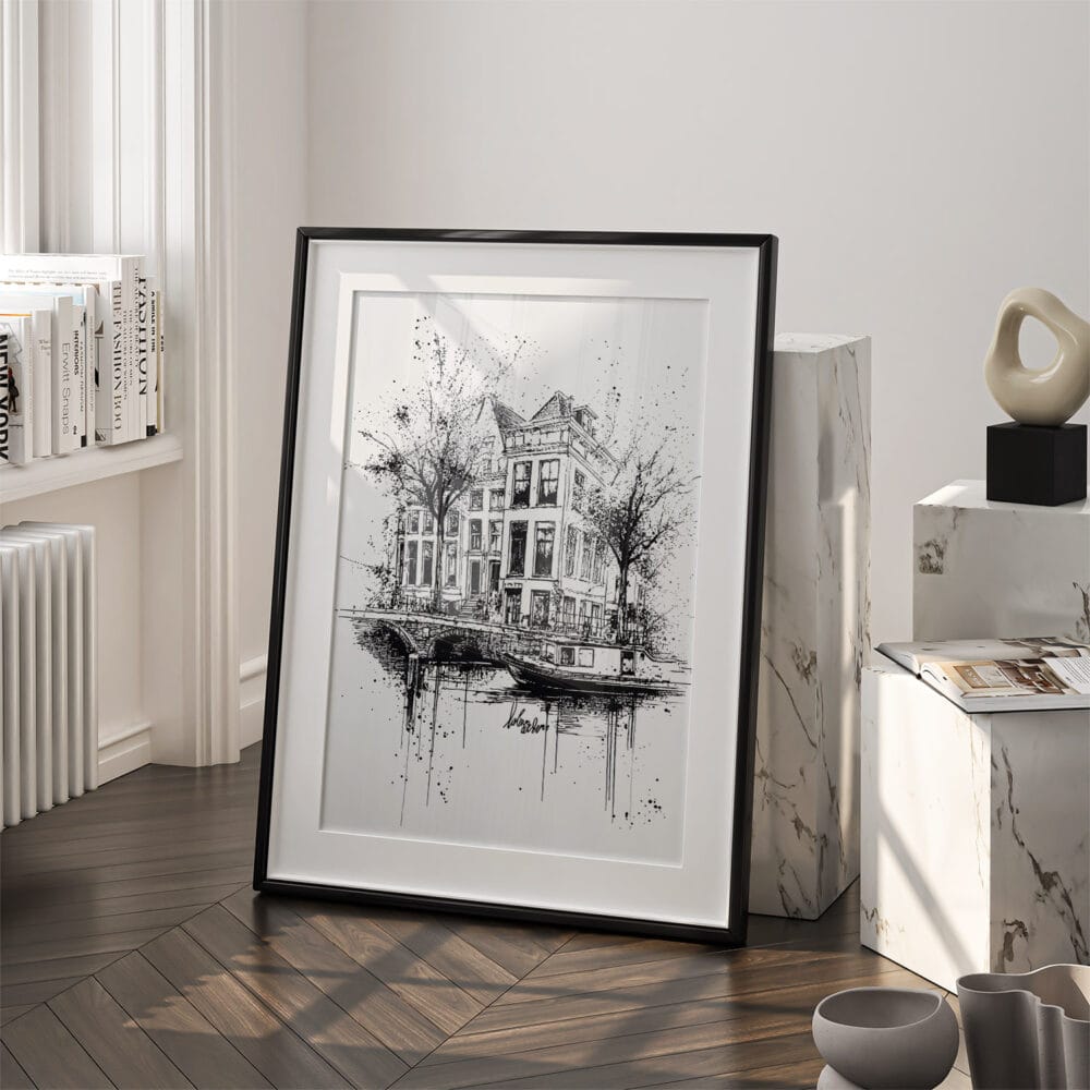 03 - Amsterdam Pencil Drawing - 1 Art - Digital Downloads - Frame Standing on floor.jpg 03 - Amsterdam Pencil Drawing - 1 Art - Digital Downloads - Frame Standing on floor.jpg