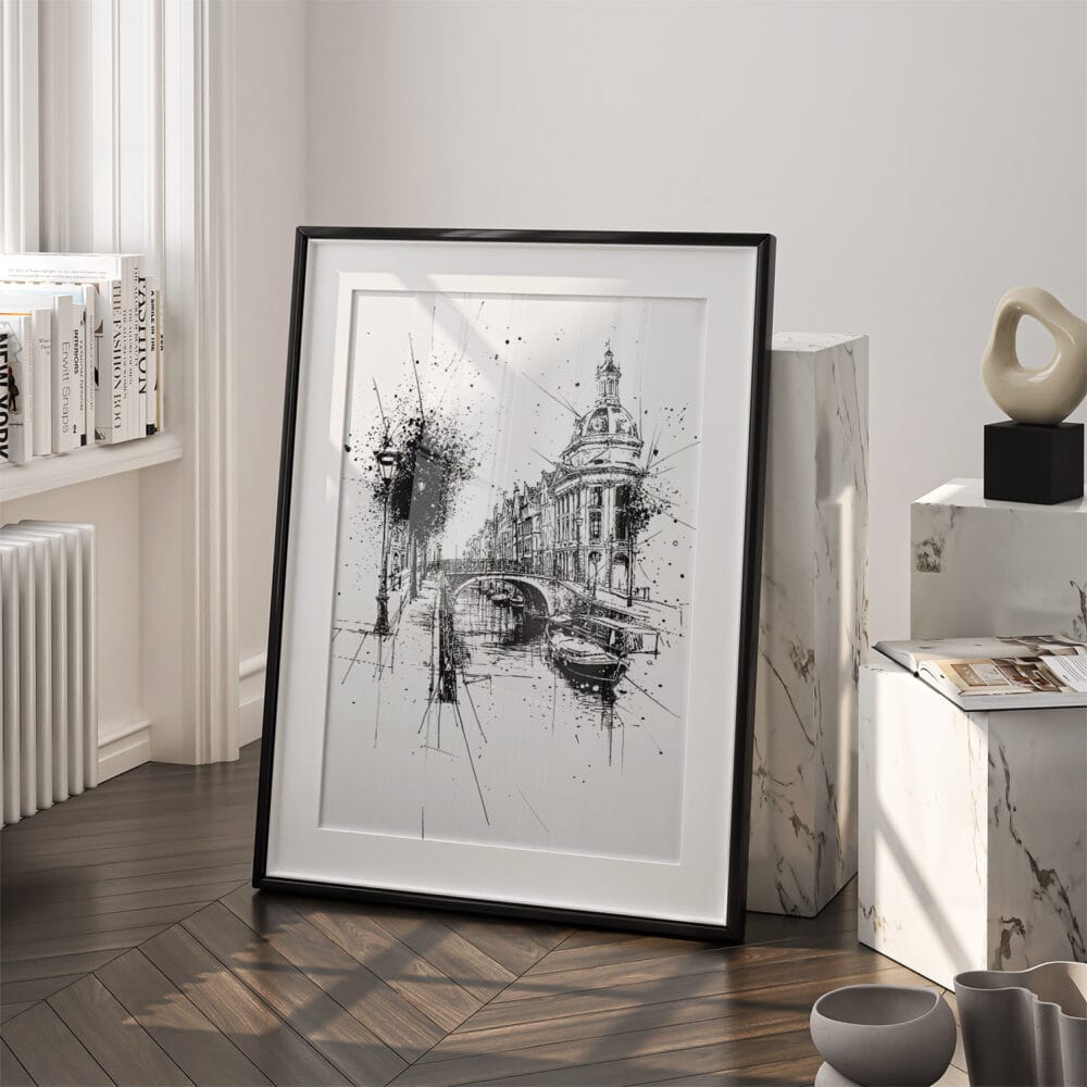03 - Amsterdam Pencil Drawing - 2 Art - Digital Downloads - Frame Standing on floor.jpg 03 - Amsterdam Pencil Drawing - 2 Art - Digital Downloads - Frame Standing on floor.jpg
