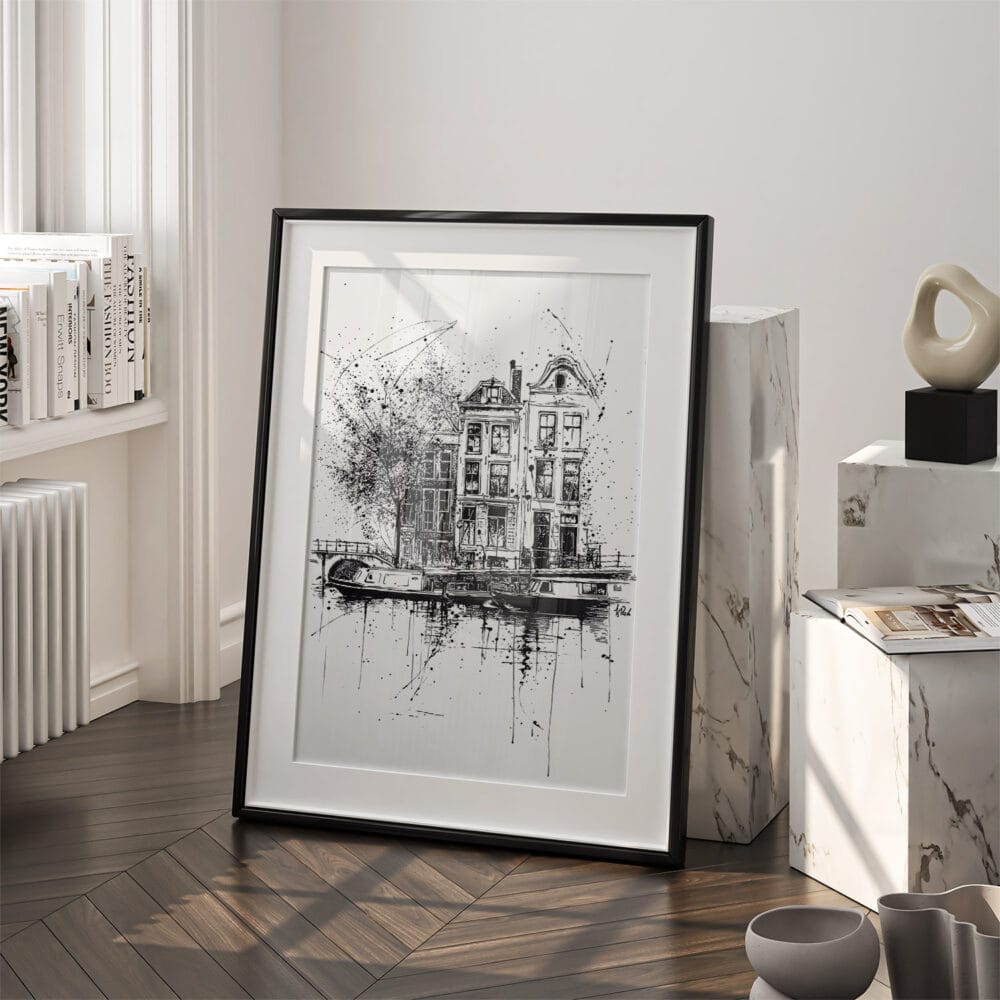 03 - Amsterdam Pencil Drawing - 3 Art - Digital Downloads - Frame Standing on floor.jpg 03 - Amsterdam Pencil Drawing - 3 Art - Digital Downloads - Frame Standing on floor.jpg