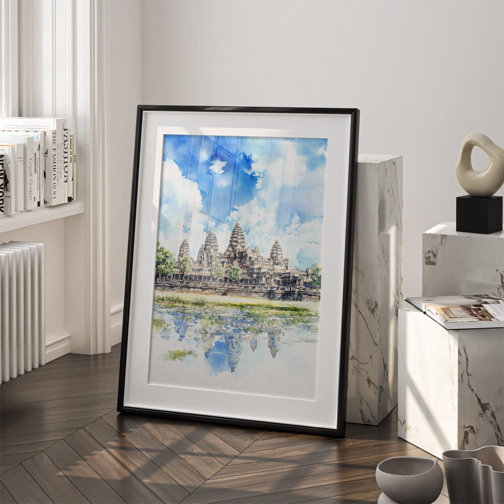 03 - Angkor Wat Cambodia Watercolor Art - Digital Downloads - Frame Standing on floor.jpg 03 - Angkor Wat Cambodia Watercolor Art - Digital Downloads - Frame Standing on floor.jpg