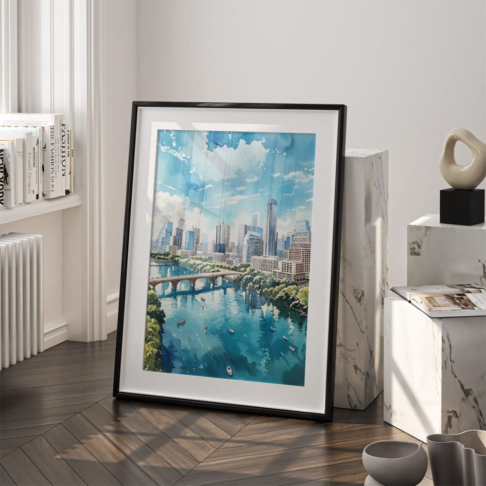 03 - Austin Texas Watercolor Art - Digital Downloads - Frame Standing on floor.jpg 03 - Austin Texas Watercolor Art - Digital Downloads - Frame Standing on floor.jpg