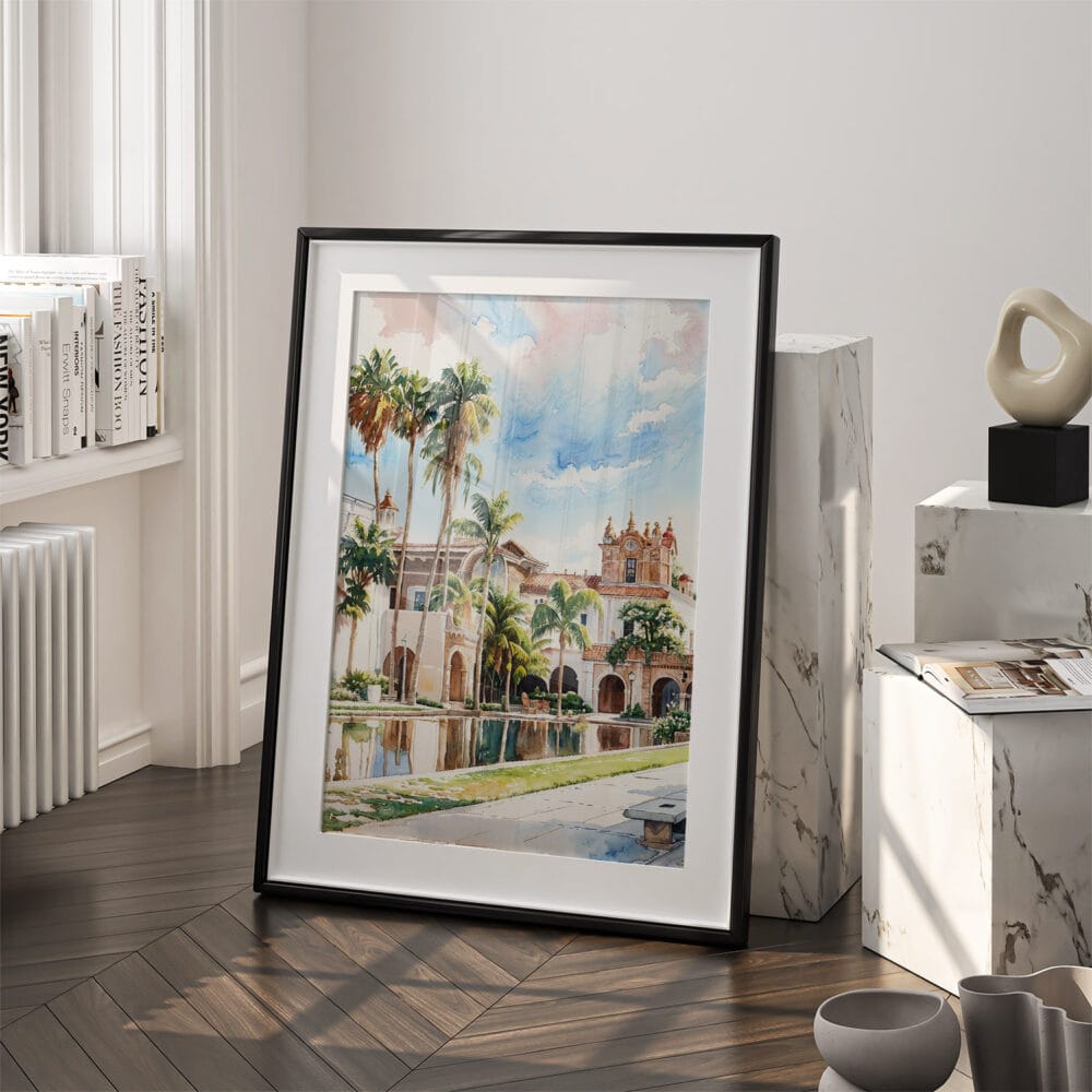 03 - Balboa Park Watercolor Art - Digital Downloads - Frame Standing on floor.jpg 03 - Balboa Park Watercolor Art - Digital Downloads - Frame Standing on floor.jpg