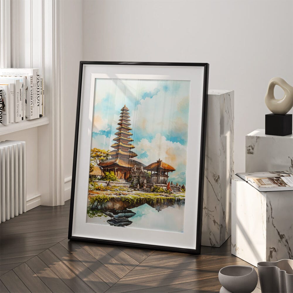 03 - Bali Temple Watercolor Art - Digital Downloads - Frame Standing on floor.jpg 03 - Bali Temple Watercolor Art - Digital Downloads - Frame Standing on floor.jpg
