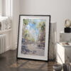 03 - Barcelona Las Ramblas Watercolor Art - Digital Downloads - Frame Standing on floor.jpg