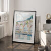 03 - Bergen Norway Houses Watercolor Art - Digital Downloads - Frame Standing on floor.jpg
