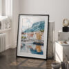 03 - Bergen Norway Watercolor Art - Digital Downloads - Frame Standing on floor.jpg