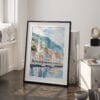 03 - Bergen Norway Waterfront Watercolor Art - Digital Downloads - Frame Standing on floor.jpg