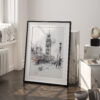 03 - Big Ben Pencil Drawing Art - Digital Downloads - Frame Standing on floor.jpg