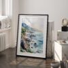 03 - Big Sur California Watercolor Art - Digital Downloads - Frame Standing on floor.jpg