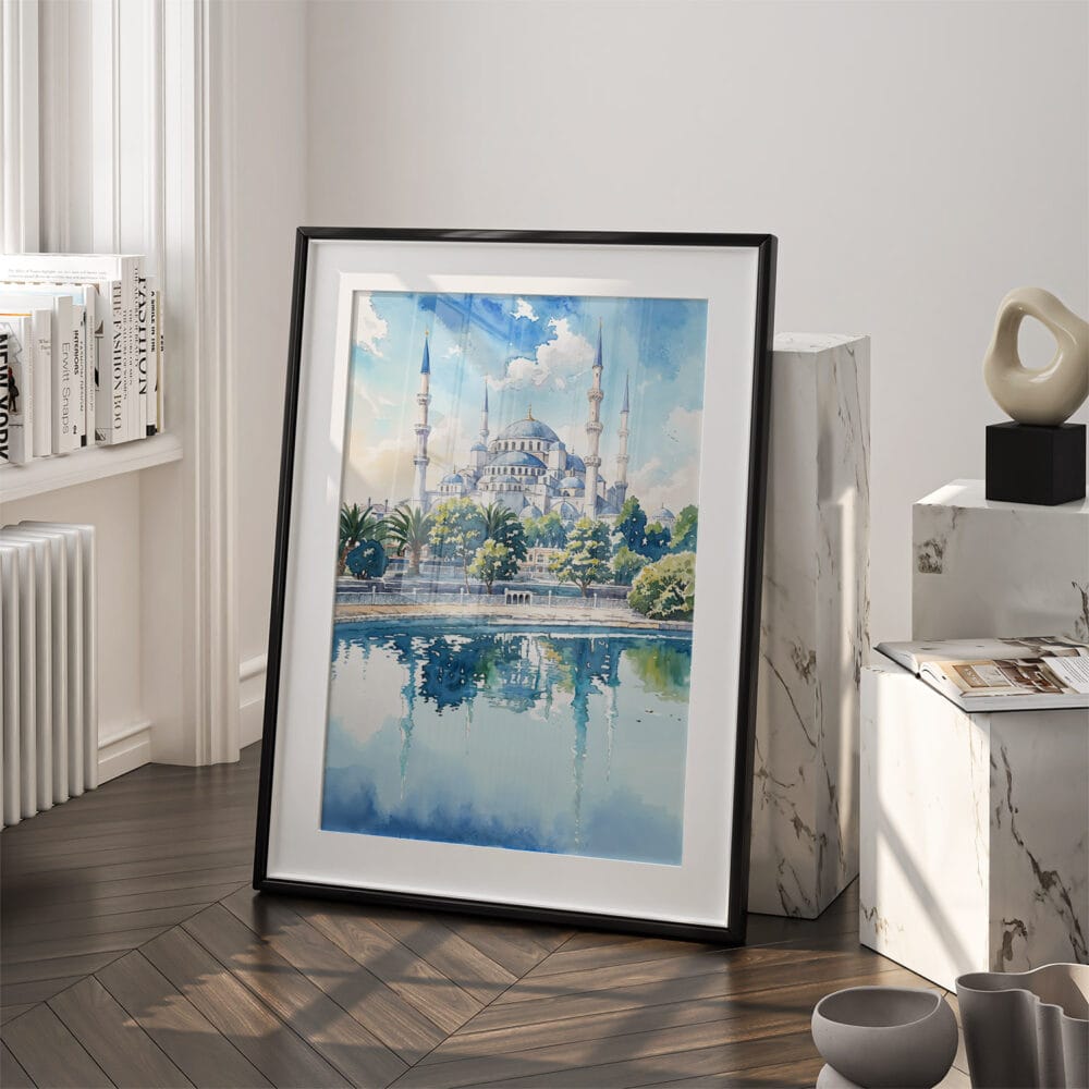 03 - Blue Mosque Watercolor Art - Digital Downloads - Frame Standing on floor.jpg 03 - Blue Mosque Watercolor Art - Digital Downloads - Frame Standing on floor.jpg