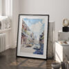 03 - Bourbon Street New Orleans Watercolor Art - Digital Downloads - Frame Standing on floor.jpg