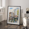 03 - Bruges Belgium Watercolor Art - Digital Downloads - Frame Standing on floor.jpg