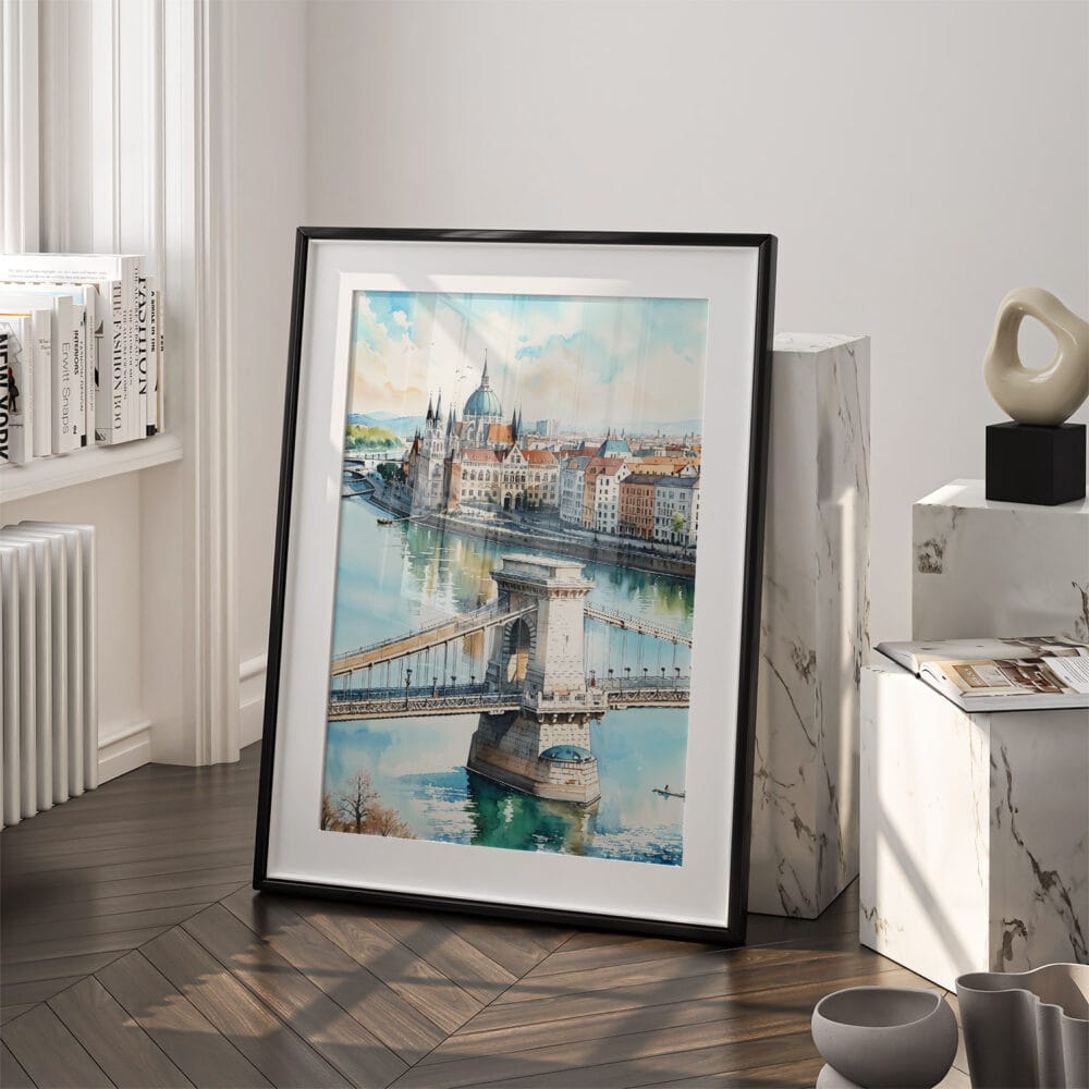 03 - Budapest Hungary Watercolor Art - Digital Downloads - Frame Standing on floor.jpg 03 - Budapest Hungary Watercolor Art - Digital Downloads - Frame Standing on floor.jpg