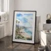 03 - California Laguna Beach Watercolor Art - Digital Downloads - Frame Standing on floor.jpg
