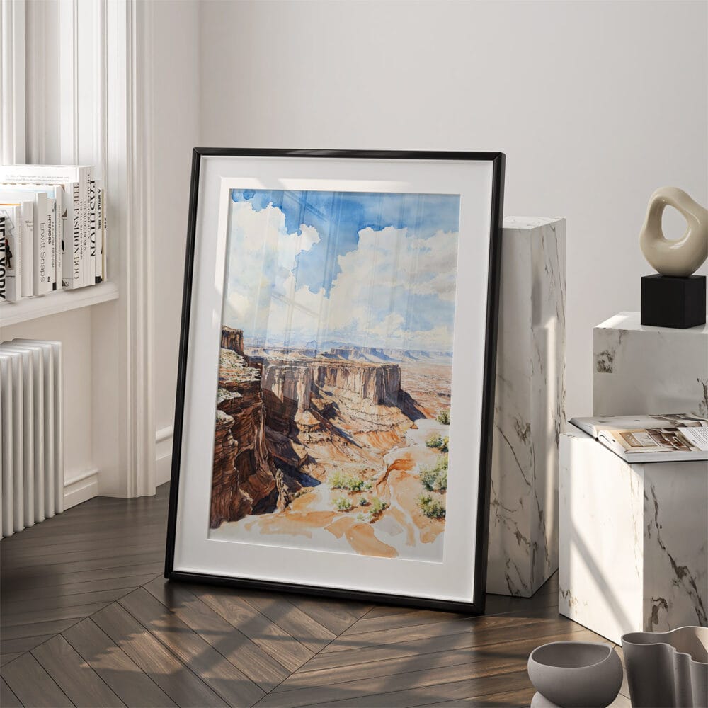 03 - Canyonlands National Park Watercolor Art - Digital Downloads - Frame Standing on floor.jpg 03 - Canyonlands National Park Watercolor Art - Digital Downloads - Frame Standing on floor.jpg